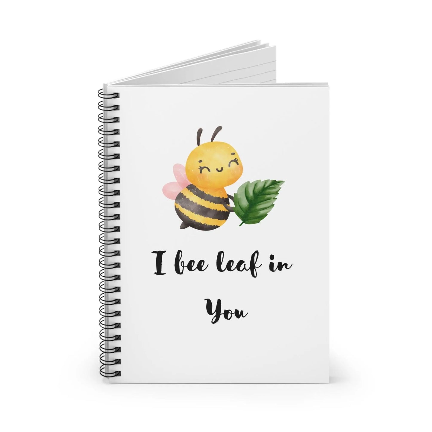Cute Bee Spiral Notebook - "I bee leaf in You" - Balisuria
