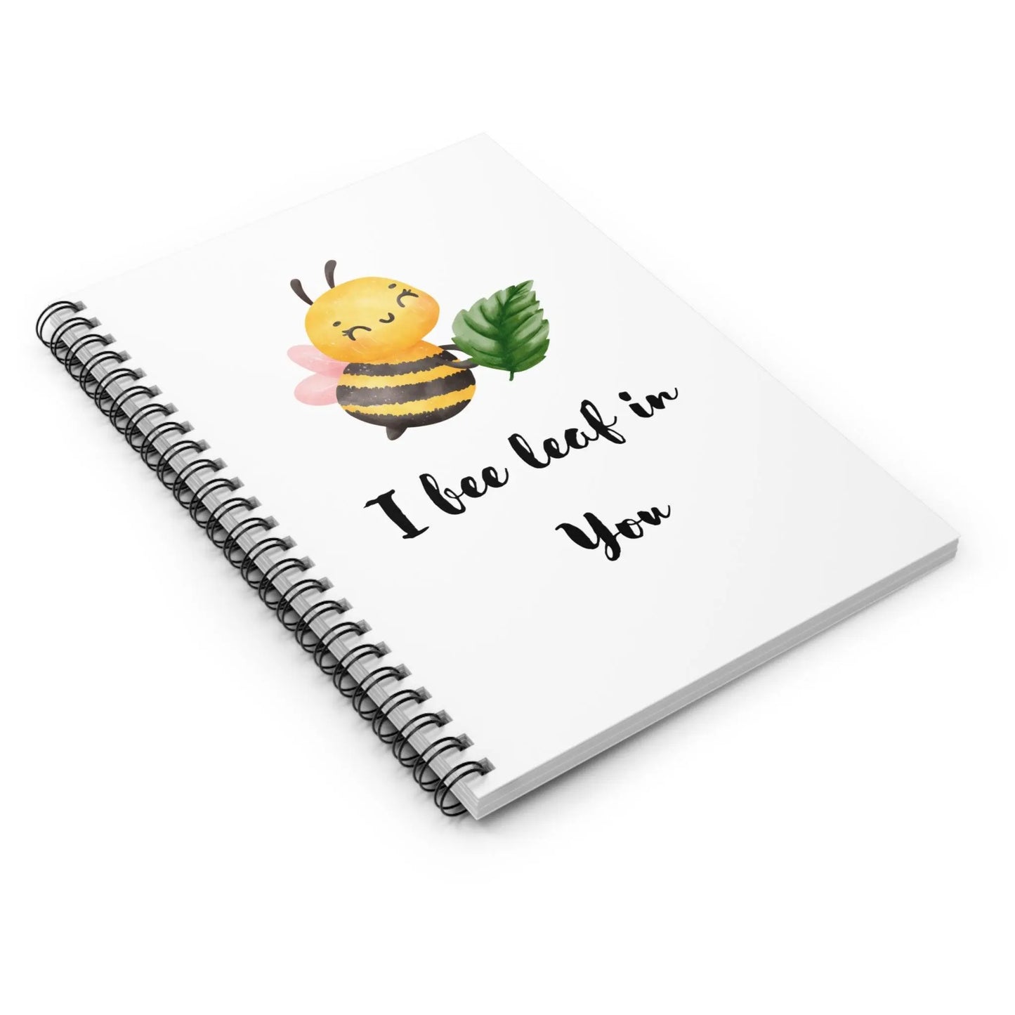 Cute Bee Spiral Notebook - "I bee leaf in You" - Balisuria