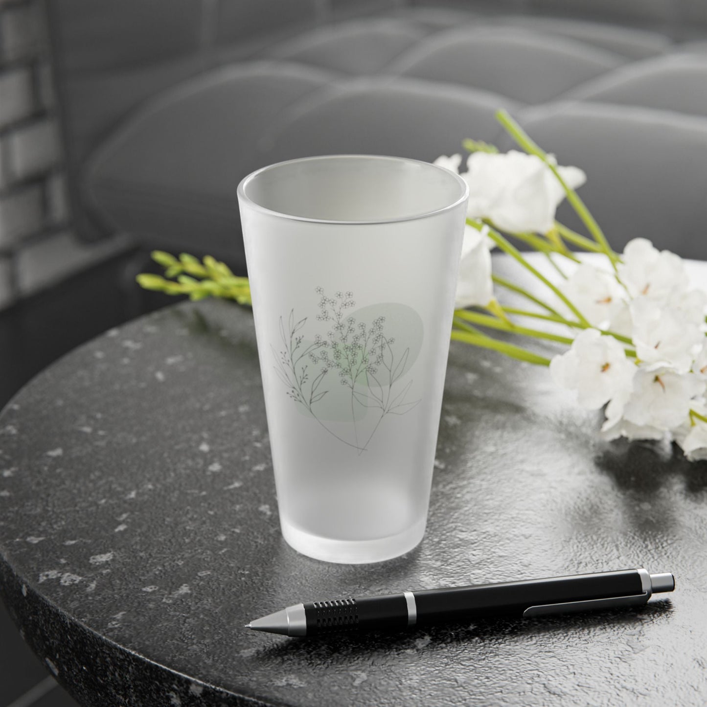 Elegant Frosted Glass with Delicate Floral Design - Balisuria