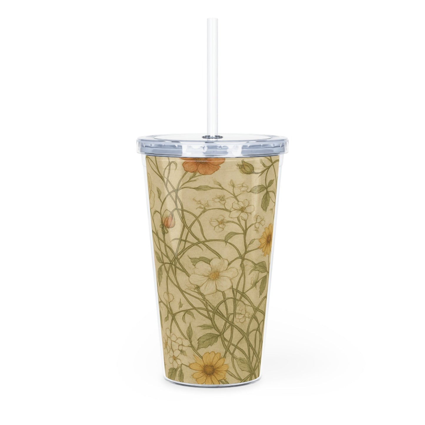 Floral Plastic Tumbler with Straw, Eco-friendly Drinkware - Balisuria