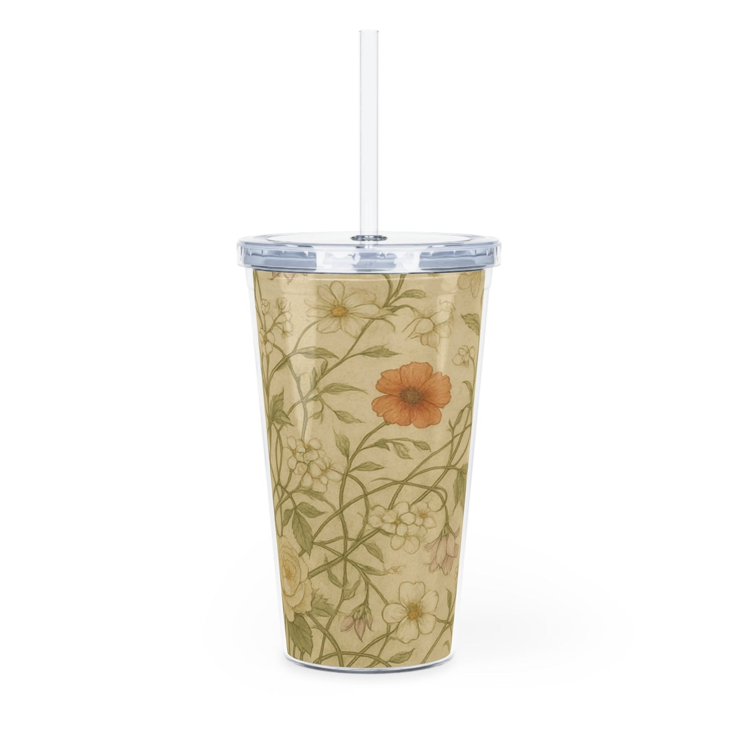 Floral Plastic Tumbler with Straw, Eco-friendly Drinkware - Balisuria