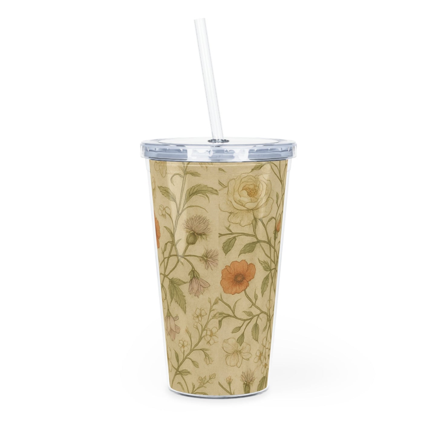 Floral Plastic Tumbler with Straw, Eco-friendly Drinkware - Balisuria