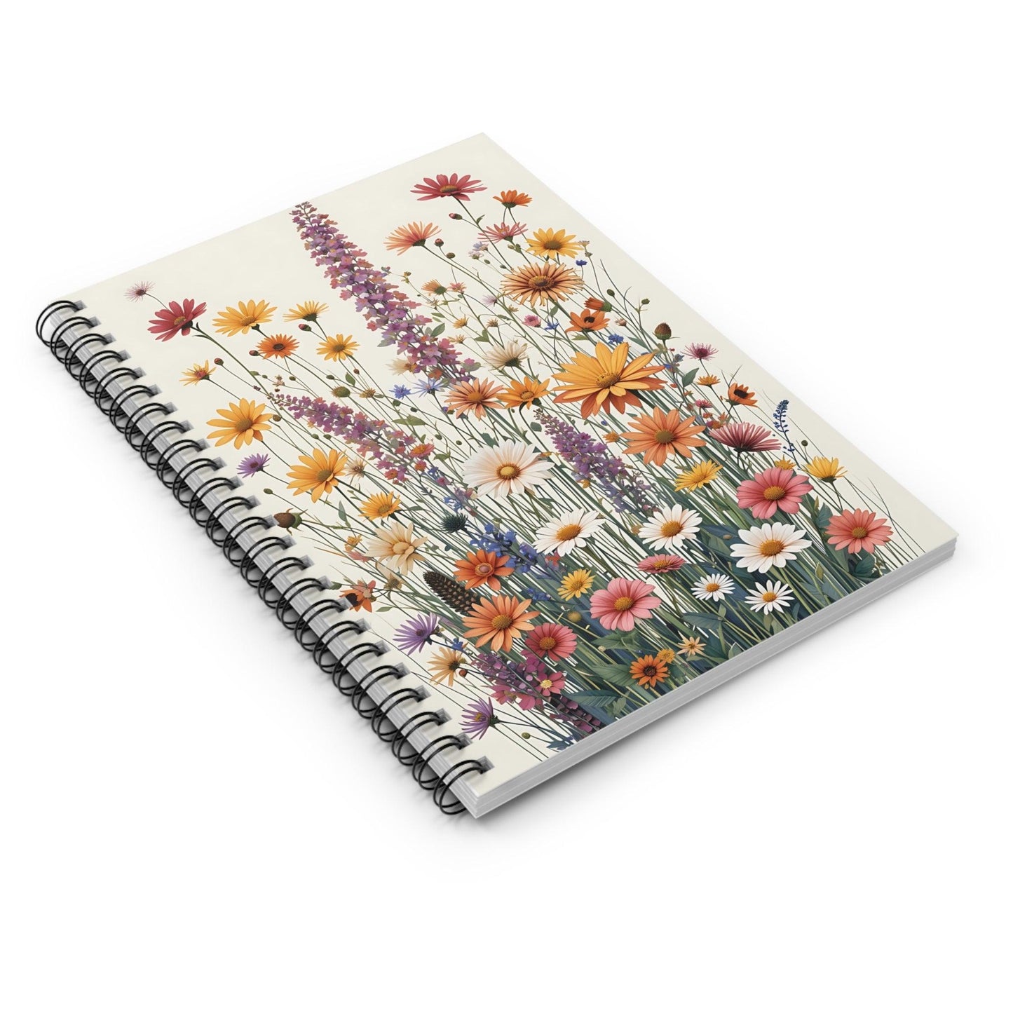 "Summer Meadow" Spiral Notebook – Floral Cover Design - Balisuria