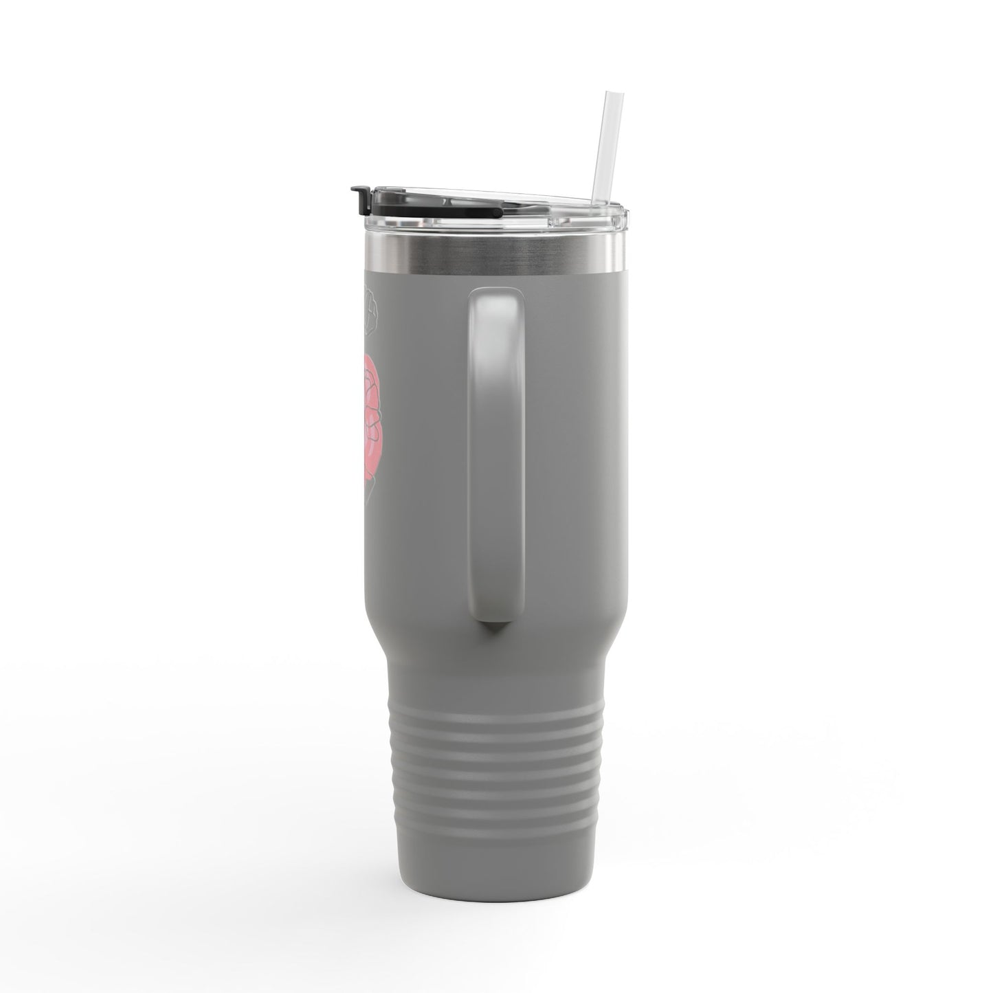 Minimalist Floral Travel Tumbler with Straw – Line Art Rose Design - Balisuria