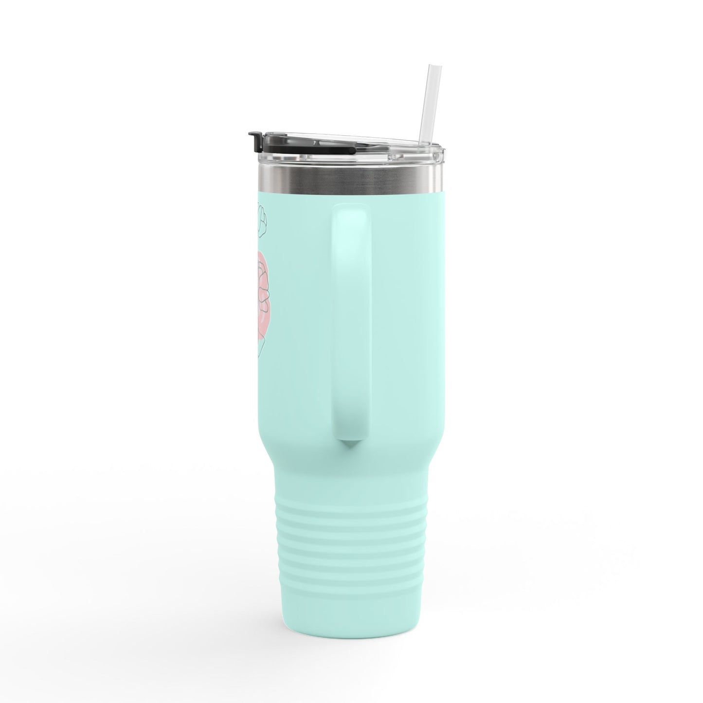 Minimalist Floral Travel Tumbler with Straw – Line Art Rose Design - Balisuria