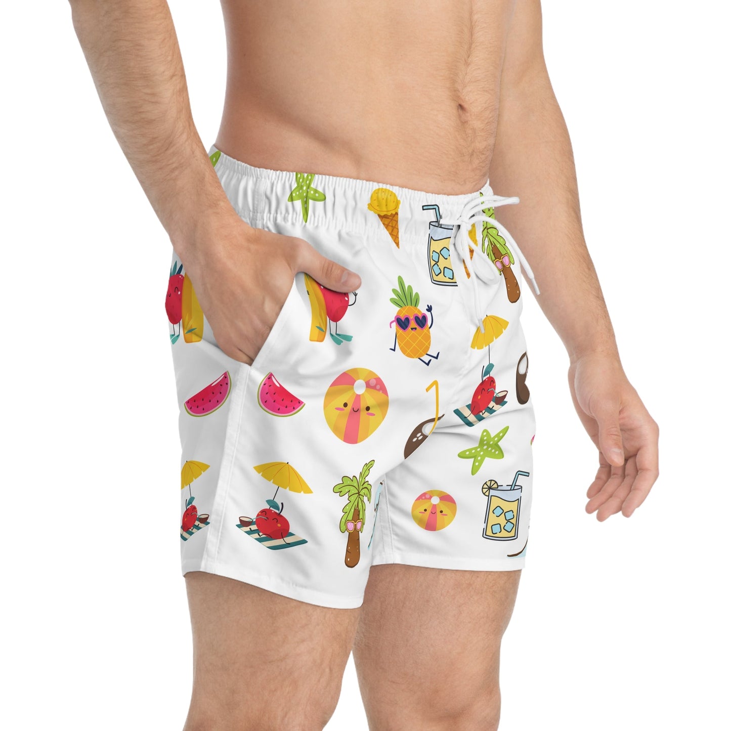 Men’s Fun Summer Vibes Swim Shorts – Tropical Cartoon Print - Balisuria