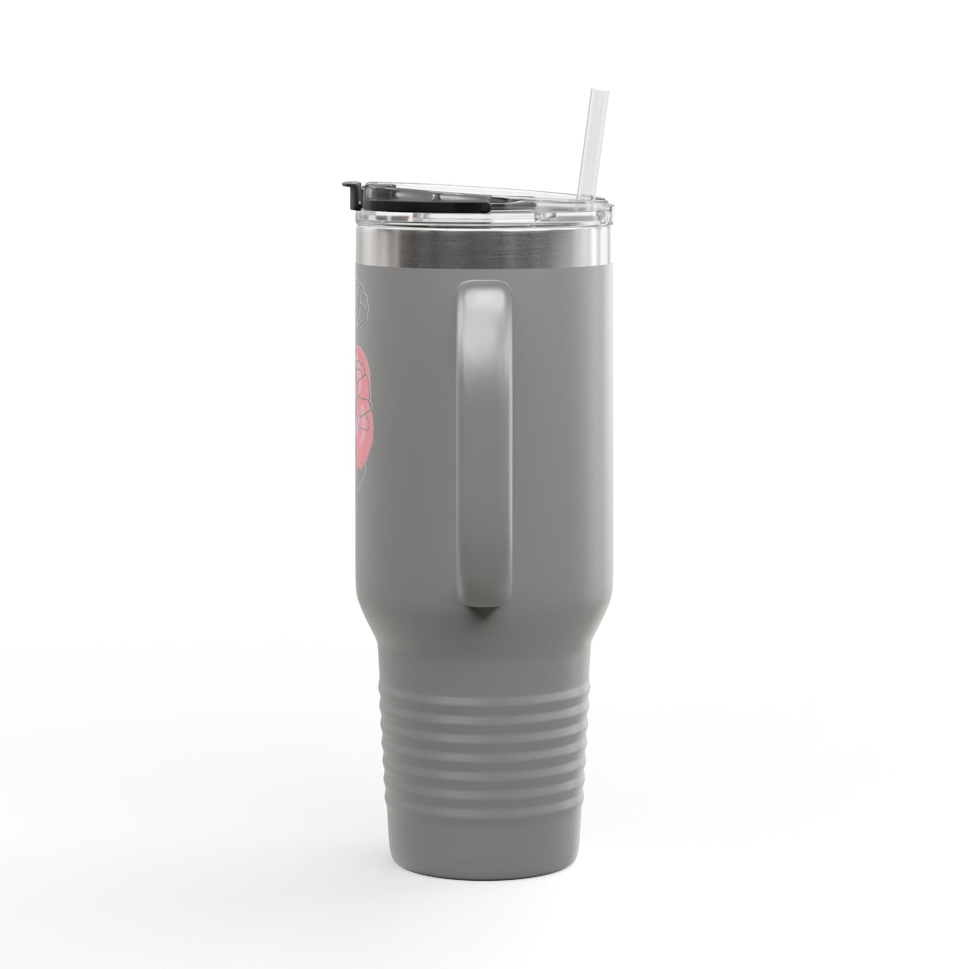 Minimalist Floral Travel Tumbler with Straw – Line Art Rose Design - Balisuria