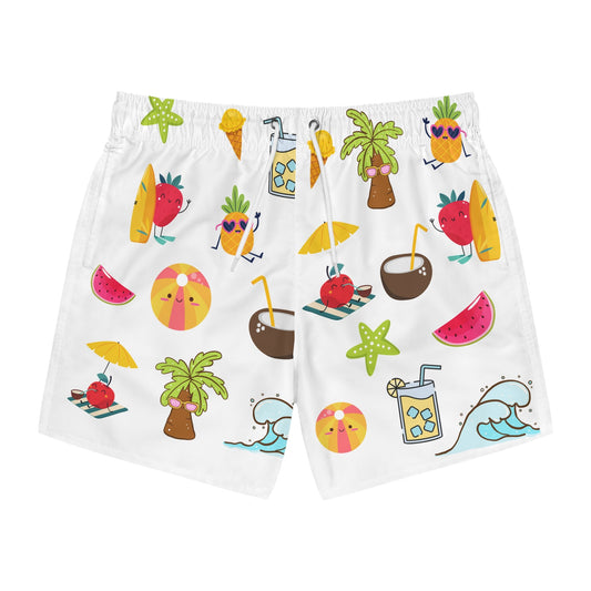 Men’s Fun Summer Vibes Swim Shorts – Tropical Cartoon Print - Balisuria