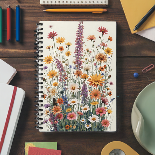 "Summer Meadow" Spiral Notebook – Floral Cover Design - Balisuria